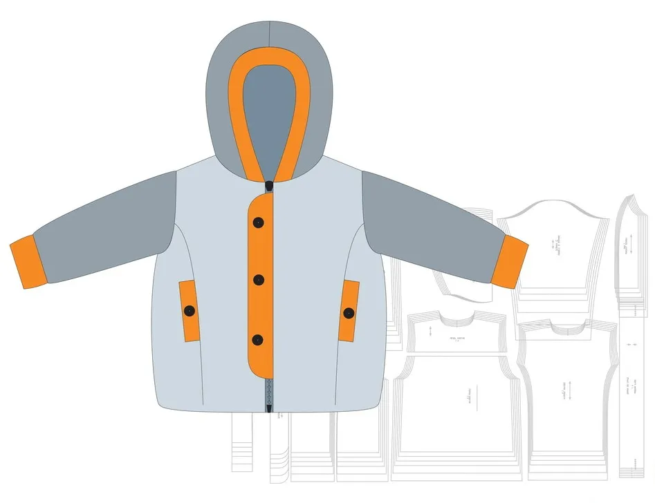 Molde de costura jaqueta forrada infantil para imprimir em PDF moldes de roupa infantil inverno formato A4 e grafica