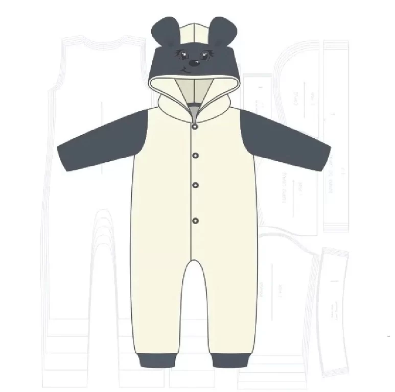 Molde de costura macacao com capuz infantil para imprimir em PDF moldes de roupa infantil formato A4 e grafica