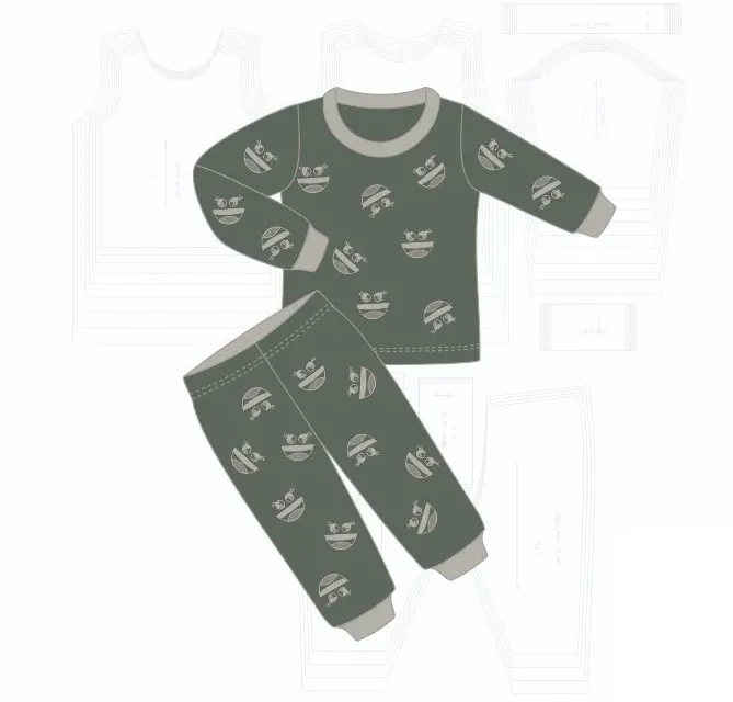 Molde de costura pijama infantil de inverno para imprimir em PDF moldes de roupa infantil formato A4 e grafica