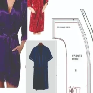 Molde de costura robe roupao saida banho unissex para imprimir em PDF moldes de roupa adulto formato A4 e grafica