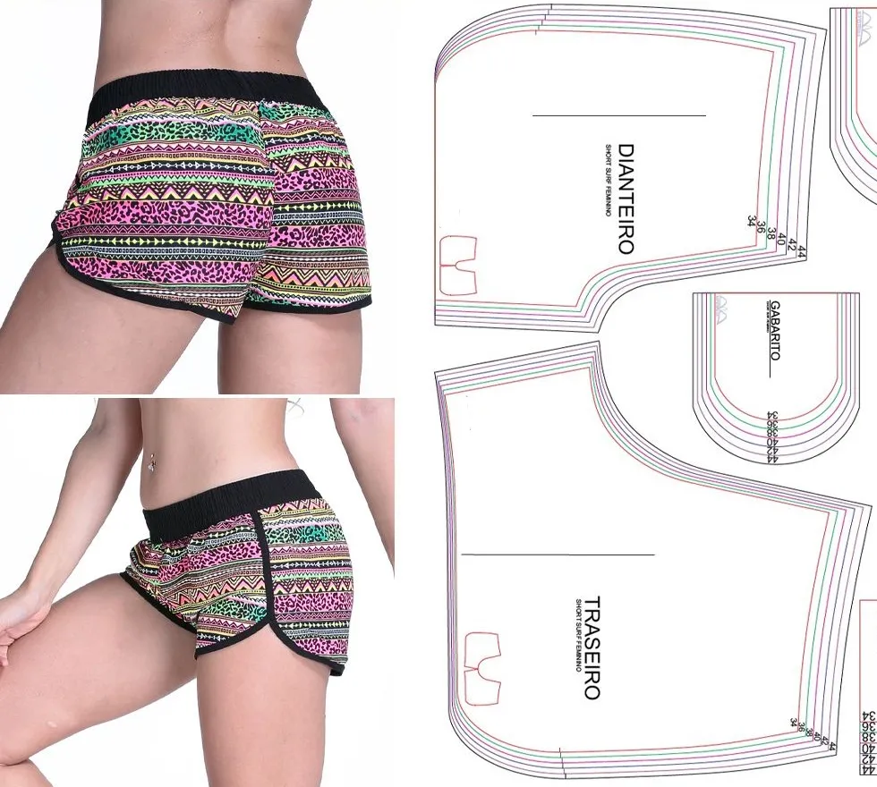 Molde de costura short feminino para imprimir em PDF moldes de roupa feminina formato A4 e grafica