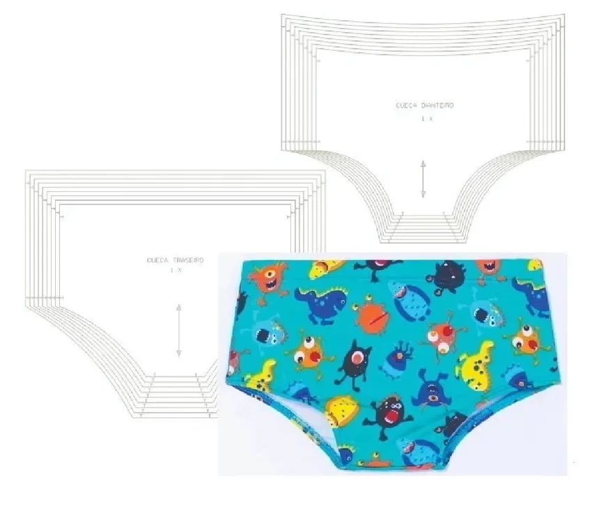 Molde de costura sunga de praia infantil para imprimir em PDF moldes de moda praia infantil formato A4 e grafica
