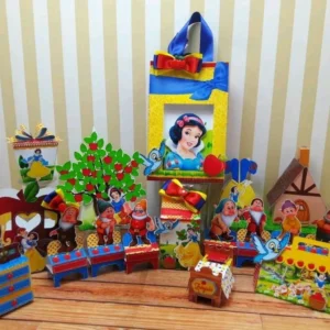 Decoracao de aniversario e topo de bolo da Branca de Neve em arquivo de corte para Silhouette Studio.