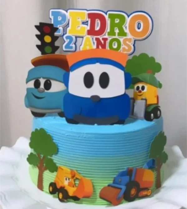Decoracao e topo de bolo do Leo o Caminhao em arquivo de corte para Silhouette Studio.