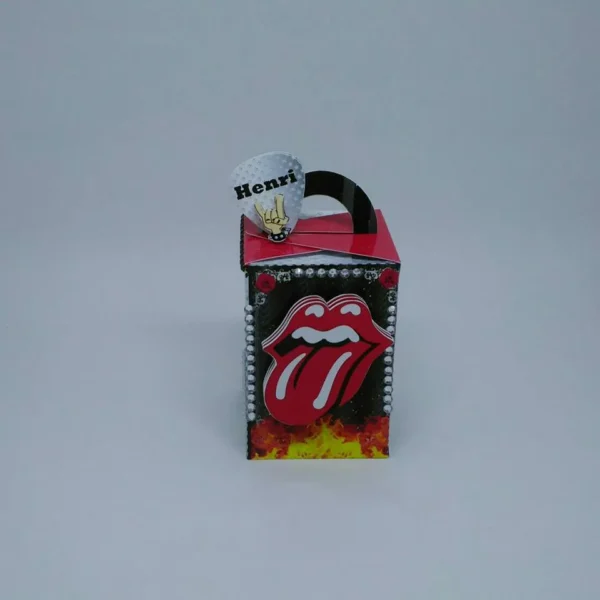Embalagem e caixinha decorativa de aniversario no tema rock para Silhouette Studio.