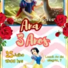 Convite de aniversario da Branca de Neve editavel no Canva em formato de video animado.