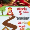 Convite de aniversario da Chapeuzinho Vermelho editavel no Canva em formato de video animado.