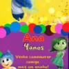 Convite de aniversario do Divertida Mente editavel no Canva em formato de video animado.