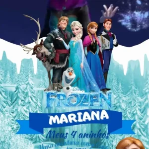 Convite de aniversario do Frozen editavel no Canva em formato de video animado.