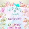 Convite de aniversario no tema Fundo do Mar editavel no Canva em formato de video animado.