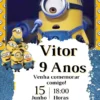 Convite de aniversario dos Minions editavel no Canva em formato de video animado.