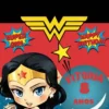 Convite de aniversario da Mulher Maravilha editavel no Canva em formato de video animado.