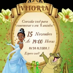 Convite Animado Princesa e o Sapo Canva