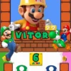 Convite de aniversario do Super Mario editavel no Canva em formato de video animado.