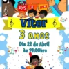 Convite de aniversario do 3 Palavrinhas editavel no Canva em formato de video animado.
