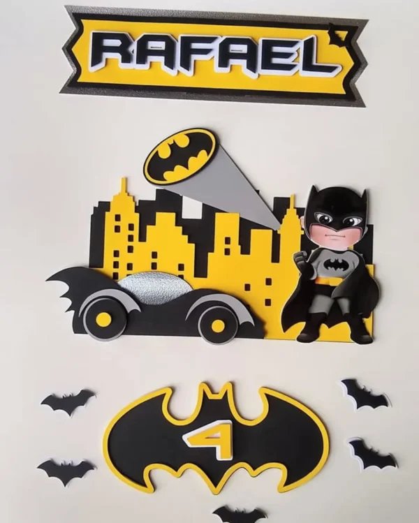 Decoracao e topo de bolo digital do Batman em arquivo de corte para Silhouette Studio.