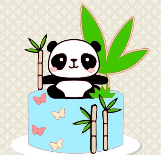 Decoracao e topo de bolo do tema Panda em arquivo de corte para Silhouette Studio.