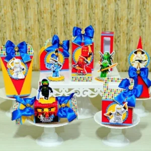 Decoracao de festa e topo de bolo do Ninjago em arquivo de corte para Silhouette Studio.
